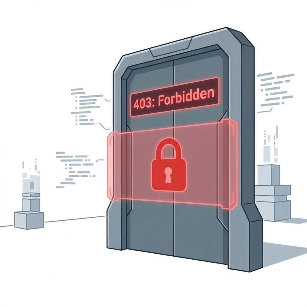 再発行制限により門でアクセスを拒否しているイラスト